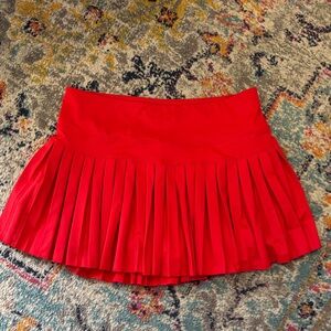 Goldhinge Red Pleated Skirt
